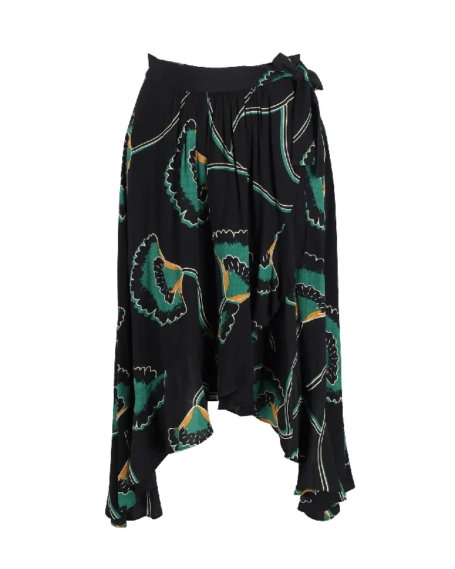 Food skirts yum -Ba&Sh Lena Gingko Print Wrap Skirt in Black Viscose