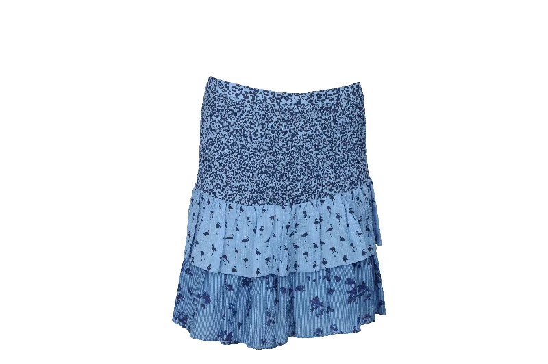 Sun skirts shine -Baum und Pferdgarten Salwa Tiered Printed Mini Skirt in Blue Viscose