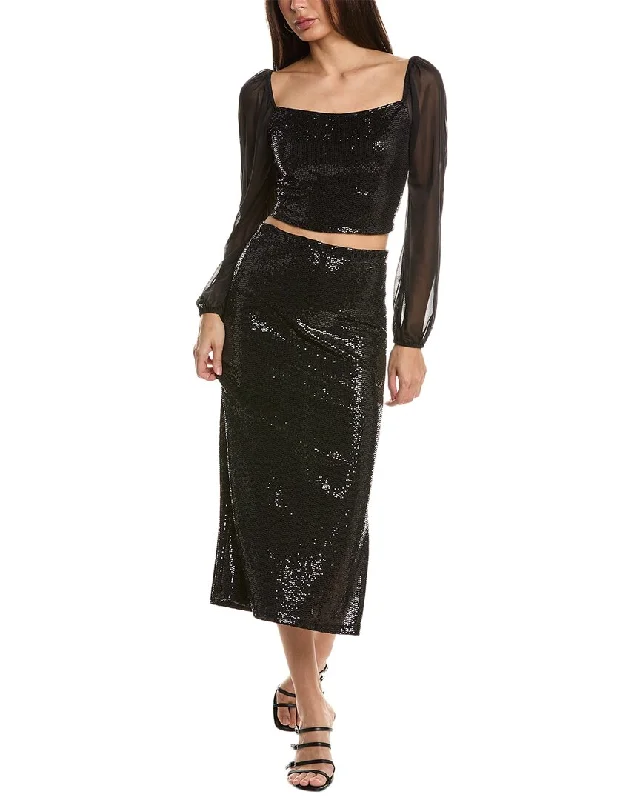 City skirts skyline -Bebe Sequined Top & Pencil Skirt Set