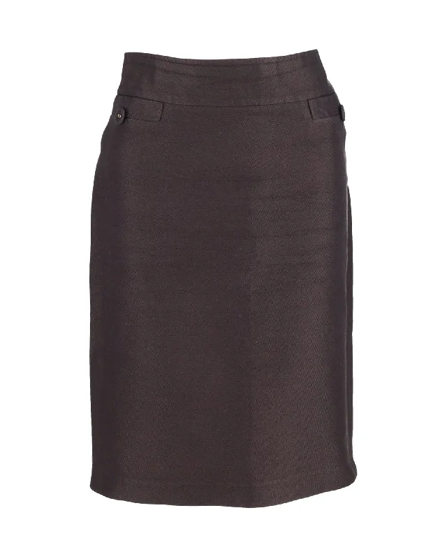 Yoga graphic skirts peace -Bottega Veneta Knee-Length Pencil Skirt in Grey Cotton