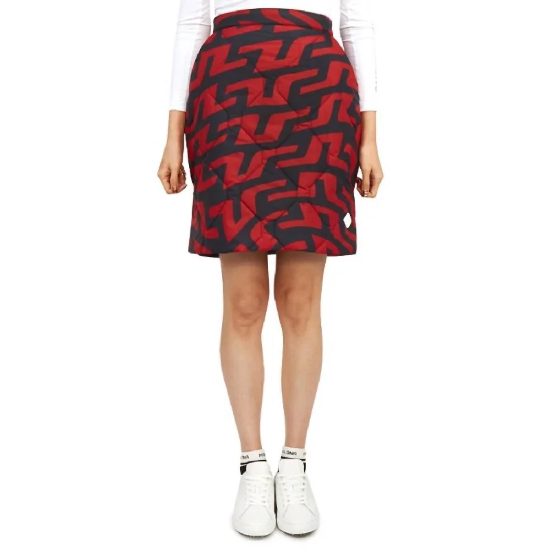 Guitar skirts strum -Carrie Padded Skirt Print In Bridge Swirl Red