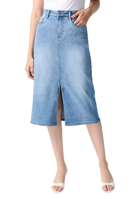 Artist skirts creative -Denim A-Line Midi Skirt In Denim Blue