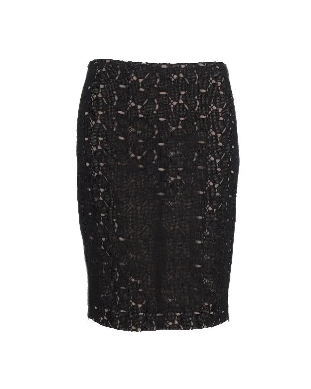 Graffiti skirts spray -Diane Von Furstenberg Clover Lace Pencil Skirt in Black Polyester