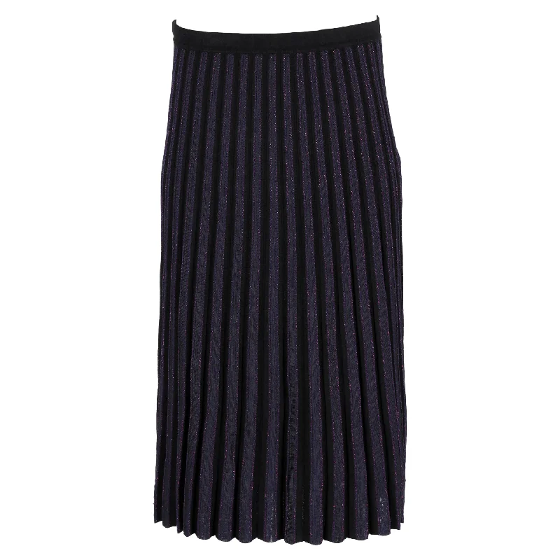 Cake skirts sweet -Diane von Furstenberg Klara Pleated Stretch-Knit Midi Skirt In Navy Blue Viscose