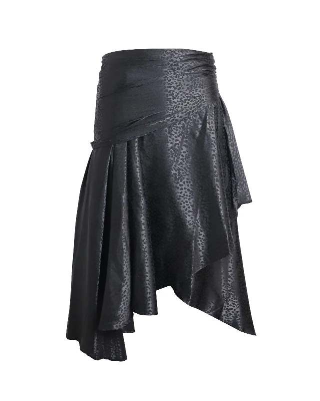 Green skirts fresh -Dodo Bar Or Draped Midi Skirt in Black Polyester