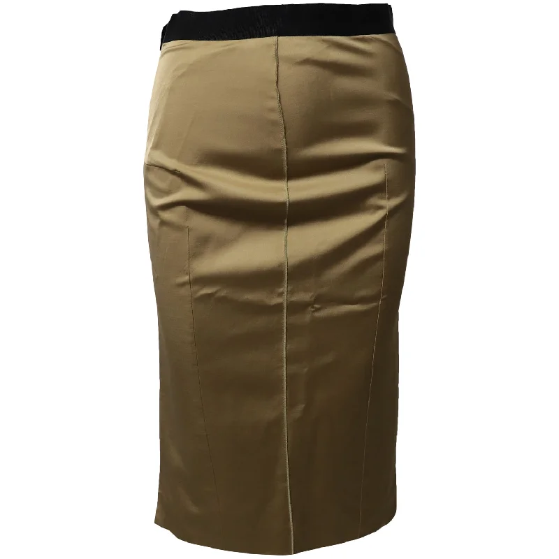 Running mini skirts speed -Dolce & Gabbana Elastic Waistband Pencil Skirt in Gold Satin