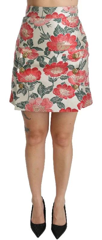 Rainy day skirts drops -Dolce & Gabbana Elegant  Floral High Waist Women's Skirt