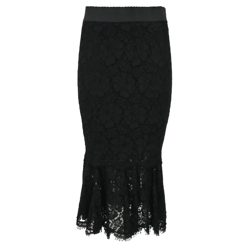 Skate mini skirts grind -Dolce & Gabbana Lace Midi Skirt in Black Cotton