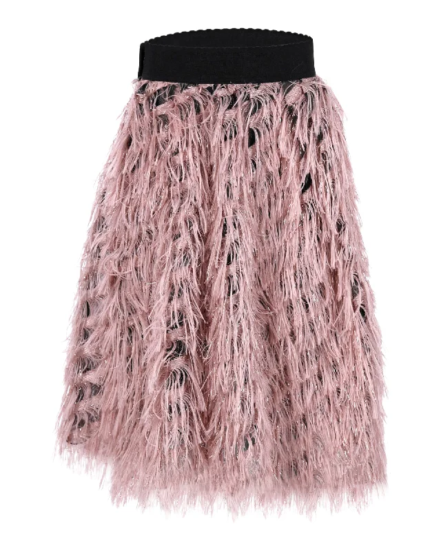 Blue wrap skirts vibrant -Dolce & Gabbana Metallic Fringe A-line Skirt in Pastel Pink Polyester