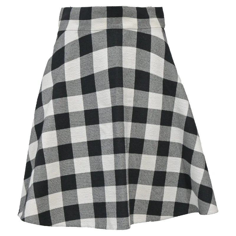 Moon glow skirts night -Dolce & Gabbana Mini Checkered Print A-Line Skirt in Multicolor Wool