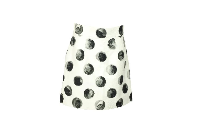 Graffiti urban skirts spray -Dolce & Gabbana Painted Polka Dot Print Skirt in White Cotton