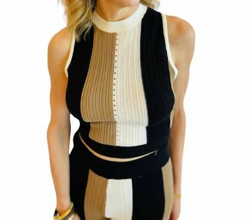 Earth skirts grounded -Dress It Up Striped Knit Set In Black/brown