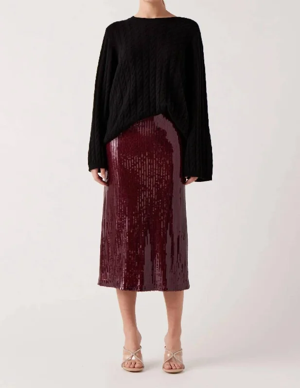 Soccer graphic skirts goal -Elia Sequins Skirt In Oxblood