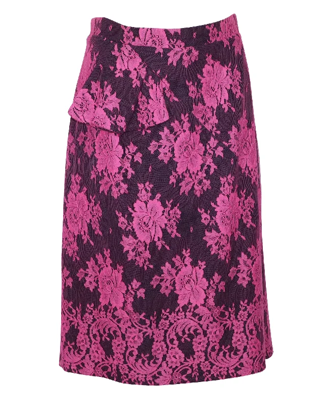 Galaxy pattern skirts cosmic -Erdem Shawna Floral Lace Skirt in Pink Viscose