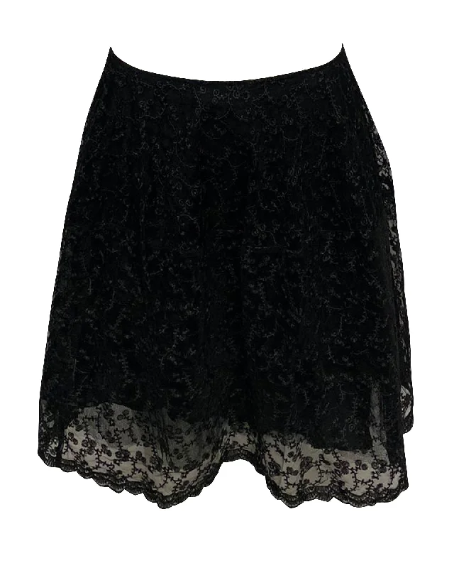 Lace high-waisted skirts delicate -Essentiel Antwerp Lace Skirt in Black Nylon