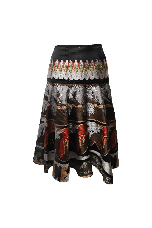 Surf skirts wave -Fendi Parrot Print Skirt in Multicolor Silk