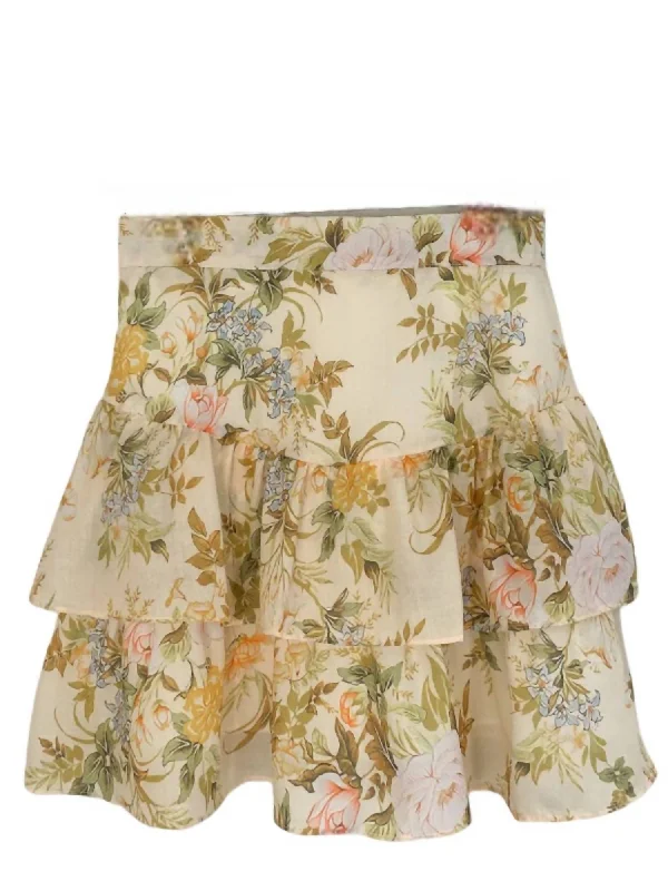 Running skirts fast -Floral Garden Ruffled Skirt In Yellow