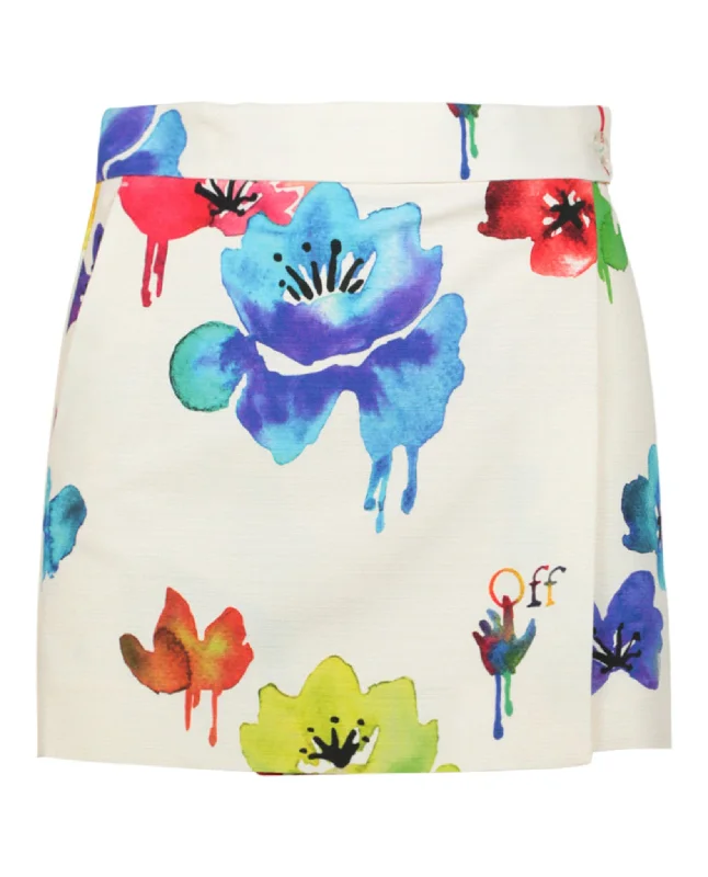 Tropical palm skirts sun -Floral Printed Mini Skirt