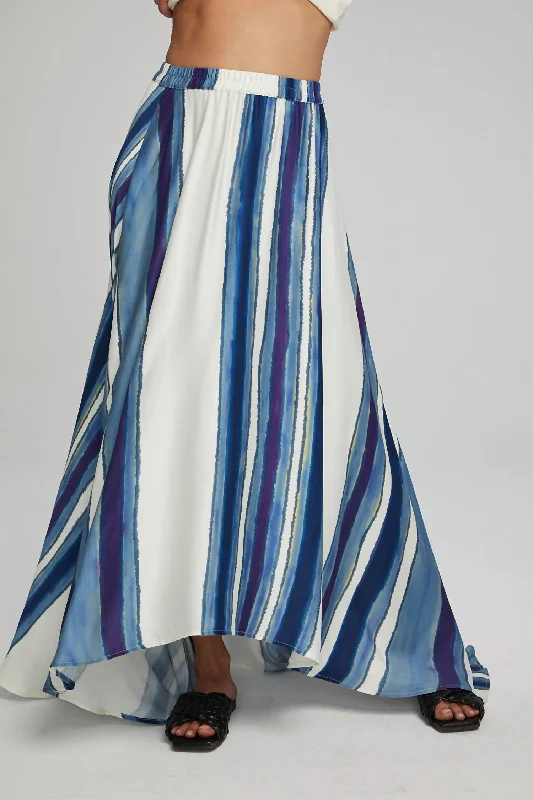 Ocean skirts wave -Flowy Maxi Skirt In Pacific Stripe