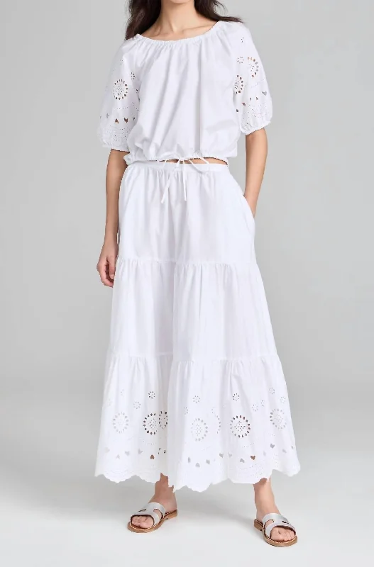 Peace calm skirts zen -Gabrielle Eyelet Maxi Skirt In White