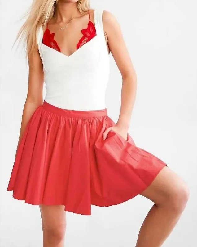 Ruffle satin skirts playful -Gaia Skirt In Bella Rose