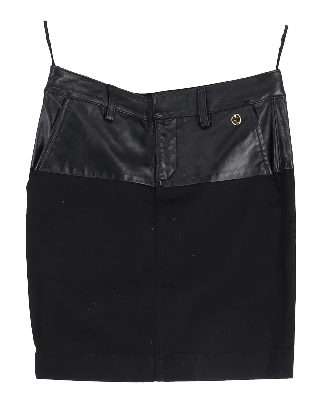 Flower blooming skirts spring -Gucci Pencil Mini Skirt in Black Leather and Cotton