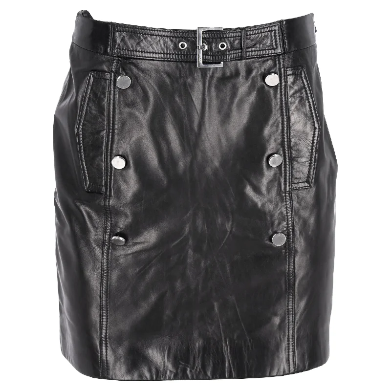 Bird skirts fly -Hugo Boss Mini Belted Skirt in Black Faux Leather