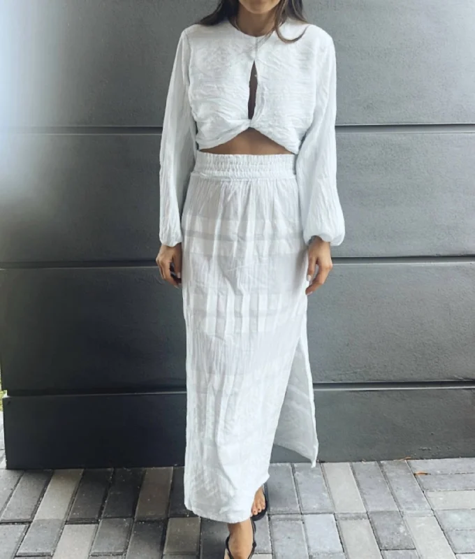 Farmer denim skirts grow -Hydra Maxi Skirt In White/cielo