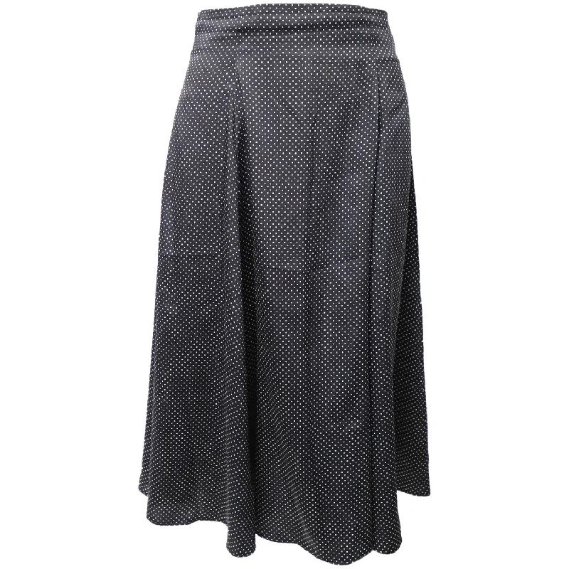 Asymmetrical skirts modern -Iris & Ink Polka-Dot Skirt in Black Polyester