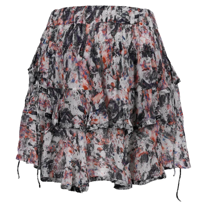 Forest green skirts wild -Iro Paris Megan Printed Ruffle Mini Skirt in Multicolor Viscose