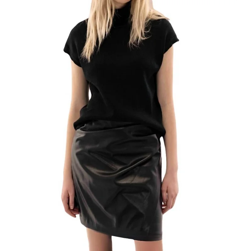 School spirit skirts learn -Kori Faux Leather Skirt In Black