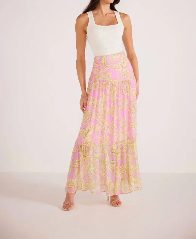 Nurse skirts care -Laurel Maxi Skirt In Pink Floral