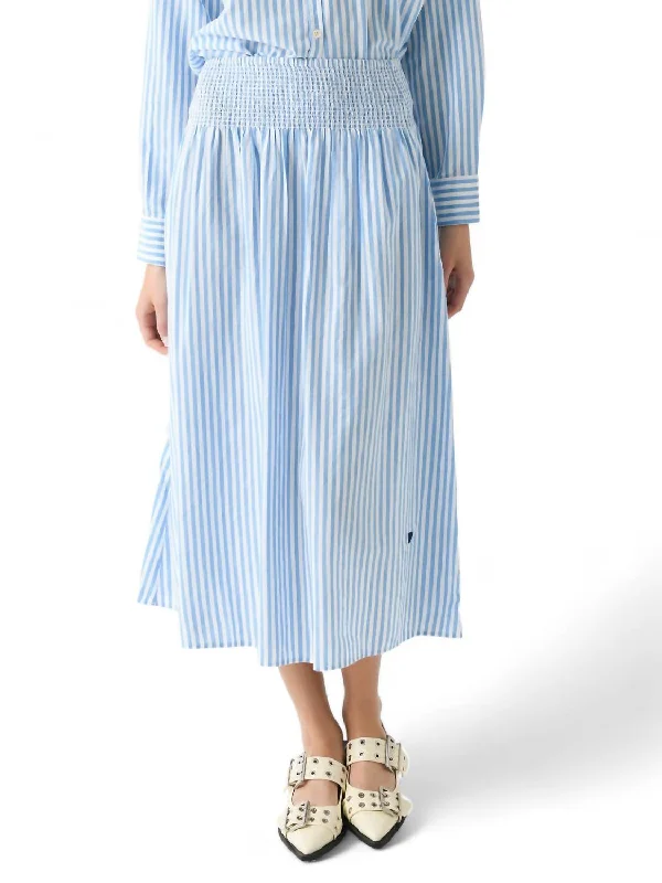 Grey A-line skirts neutral -Martin Cabana Stripe Skirt In Blue Sky