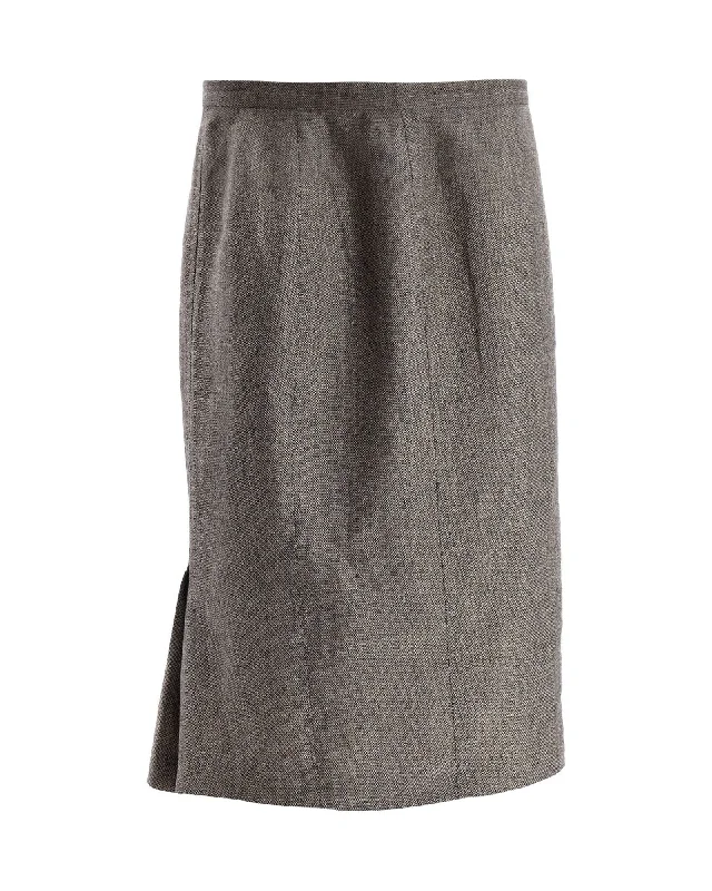 Grey A-line skirts neutral -Max Mara Midi Skirt in Grey Linen