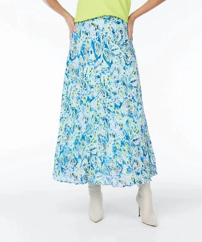 Office crisp skirts desk -Maxi Print Skirt In Bayside Flower