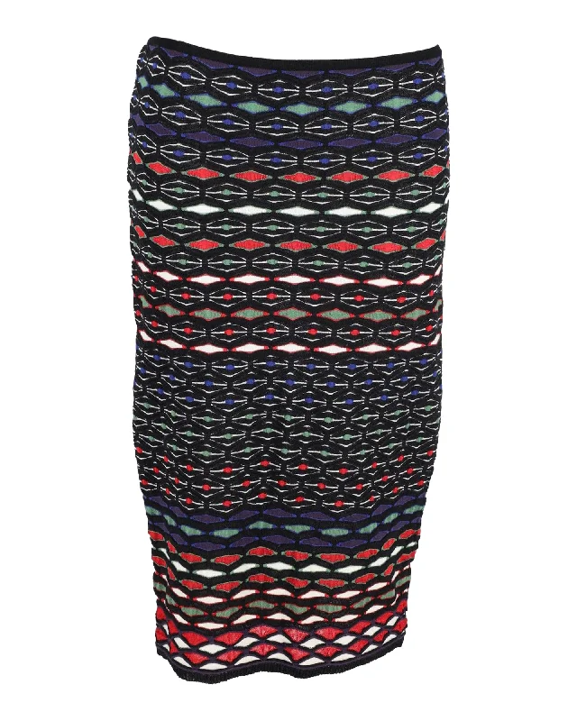 Coffee brewed skirts sip -Missoni Knitted Bodycon Midi Skirt in Multicolor Viscose