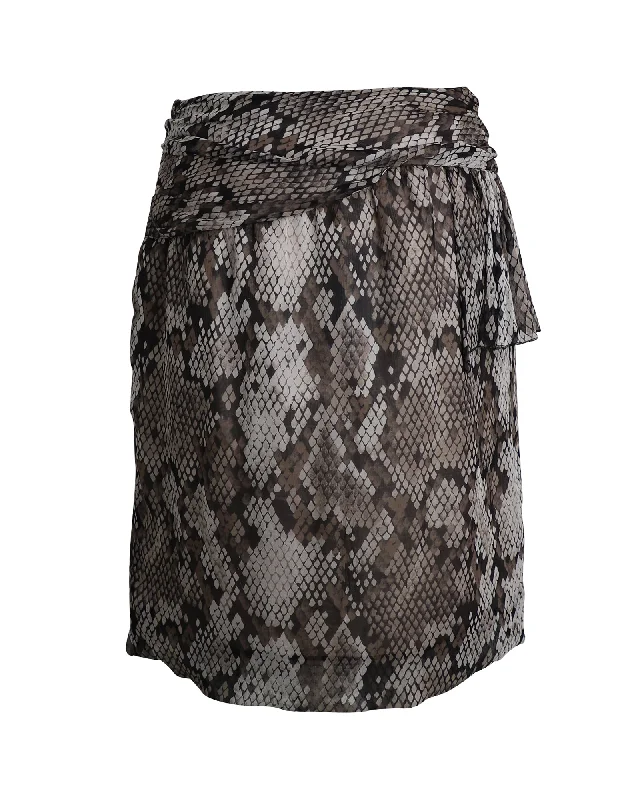 Tropical printed skirts sun -Moschino Cheap And Chic Snake Print Skirt in Animal Print Silk