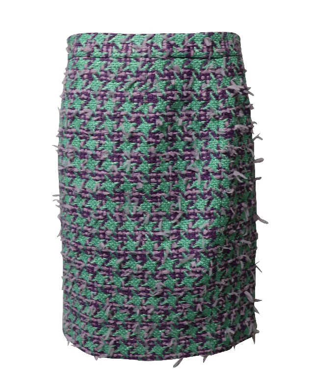 Festival skirts vibrant -Moschino Tweed Houndstooth Skirt in Multicolor Wool