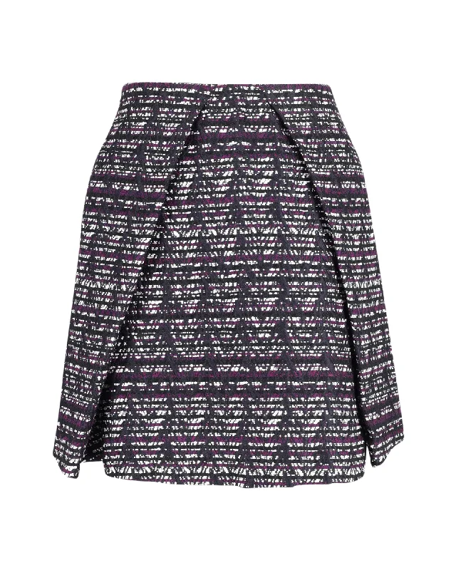 Soccer skirts team -MSGM Jacquard Insert Pleat Knee Length Skirt in Multicolor Polyester