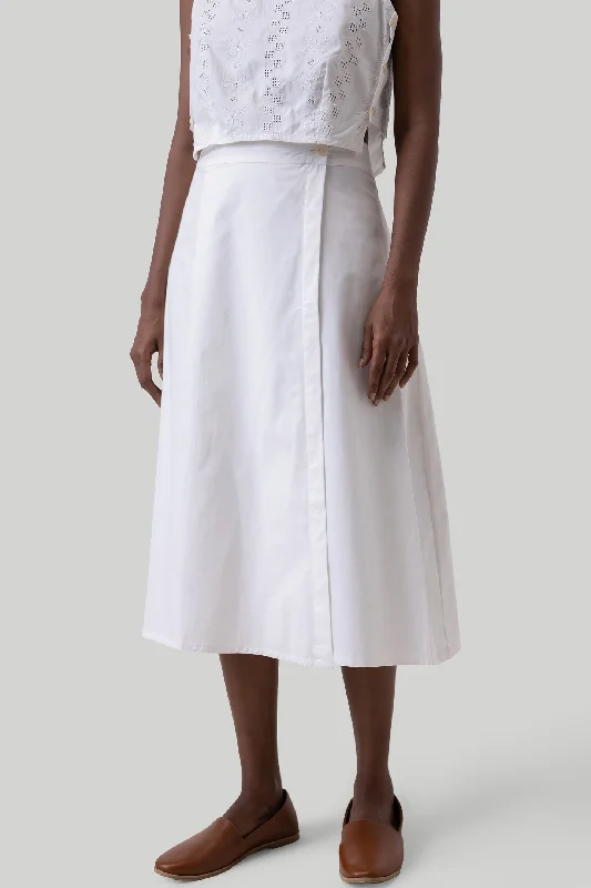 Soldier cargo skirts duty -Overlap Midi Skirt in White