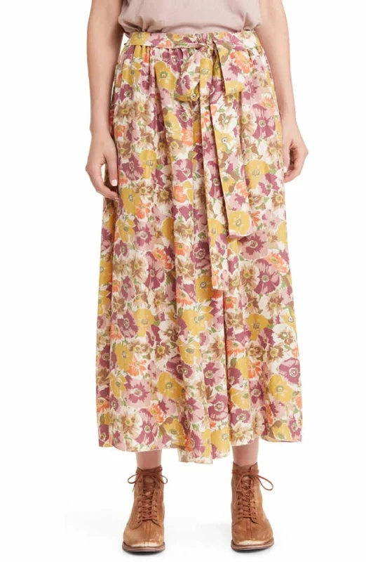 Hiking cargo skirts tough -Papyrus Skirt In Golden Lilac Flower