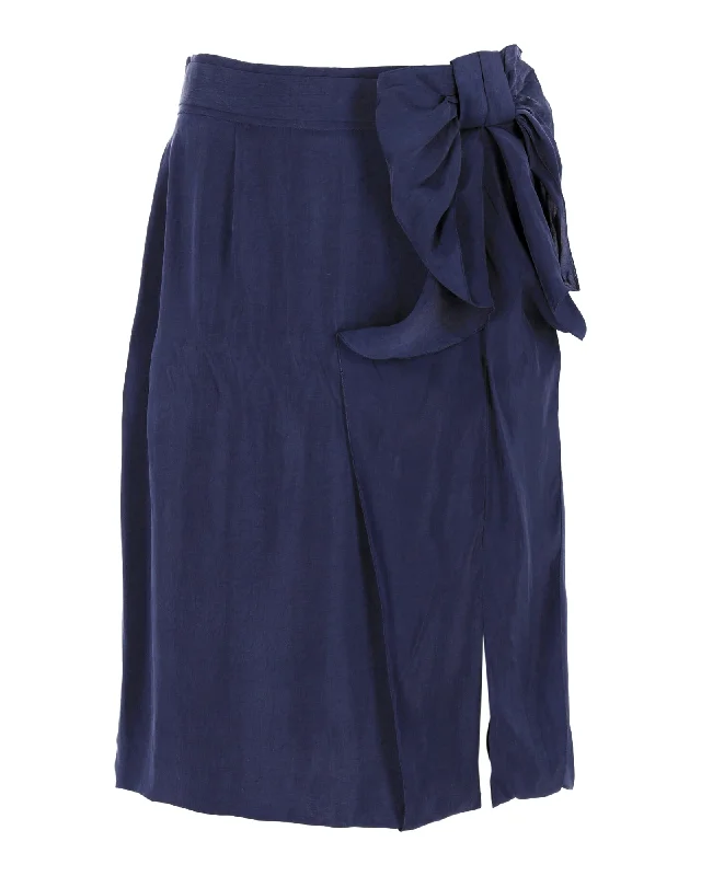 Winter layered skirts snow -Red Valentino Bow Skirt in Navy Blue Cupro