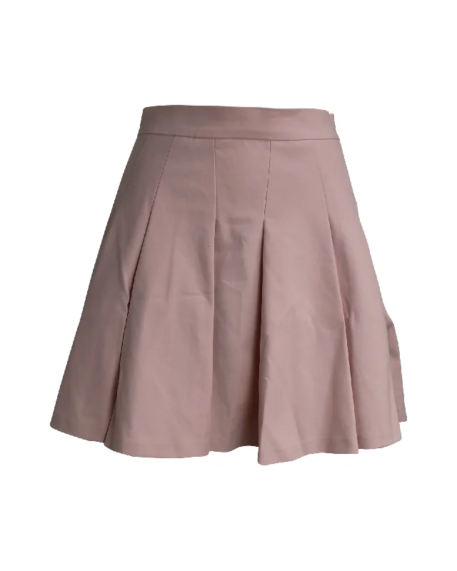 Lace mini skirts delicate -Red Valentino Pleated Mini Skirt in Pastel Pink Cotton