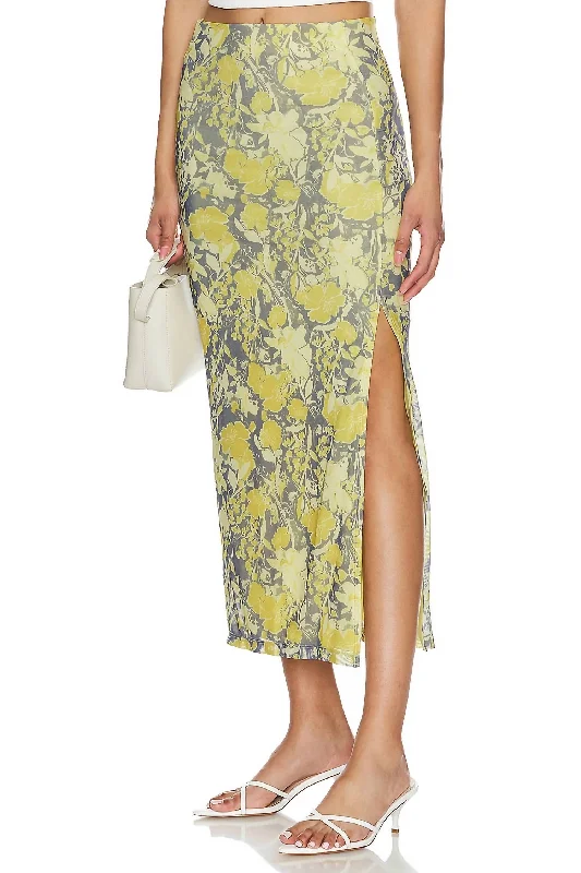 Pencil silk skirts chic -Rosalie Mesh Midi Skirt In Black Combo