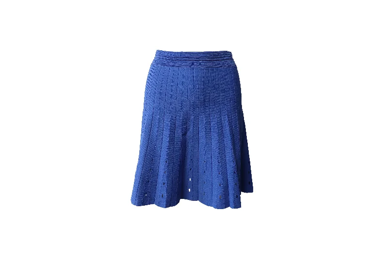 Running skirts fast -Sandro Izzy Pleated Skirt in Blue Viscose