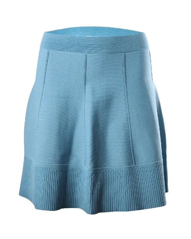 Cargo plaid skirts rugged -Sandro Paris Knitted Skirt in Blue Jersey