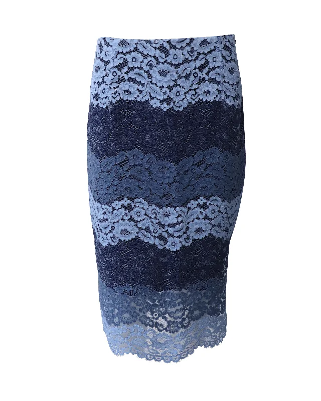 Silk wrap skirts luxe -Sandro Paris Lace Midi Skirt in Blue Polyamide