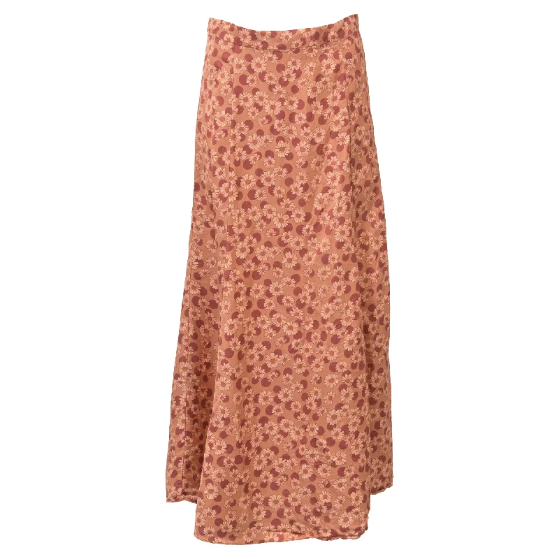 Star twinkle skirts shine -Sandro Paris Midi Pascaline Floral-Print Skirt in Orange Twill