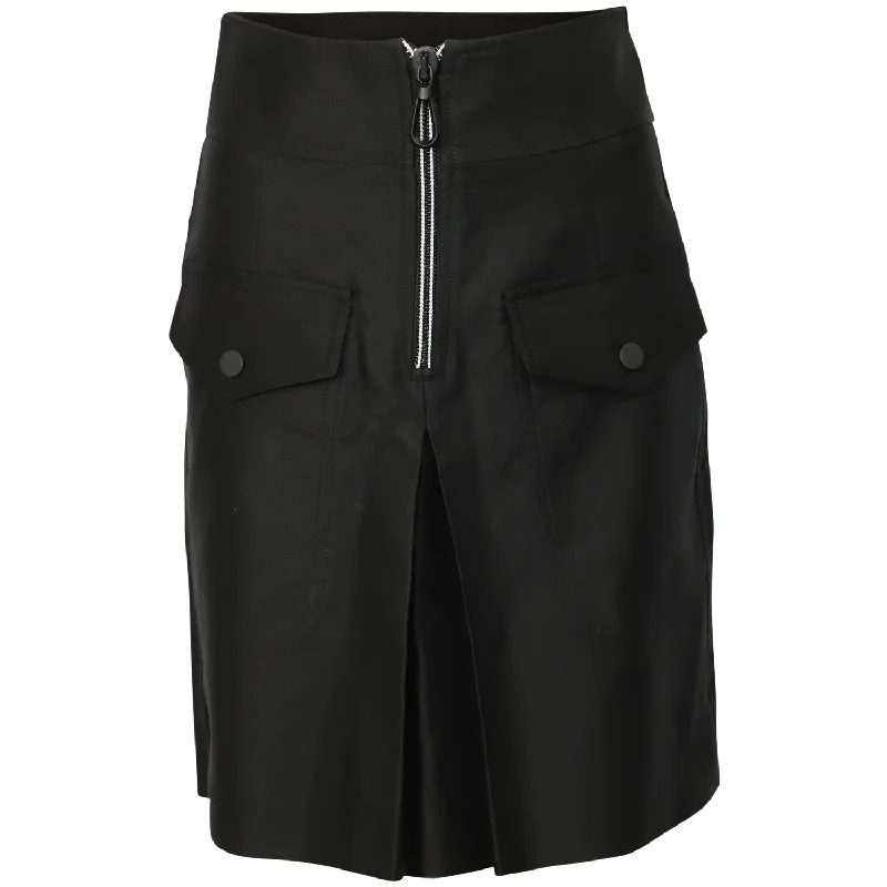 Coder skirts tech -Sandro Paris Zipper Detailed Skirt in Black Cotton