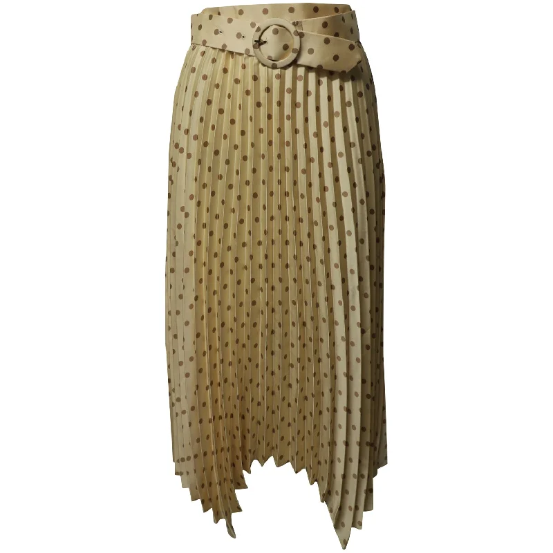 Vintage corduroy skirts retro -Sandro Pleated Maxi Skirt with Belt in Gold Silk